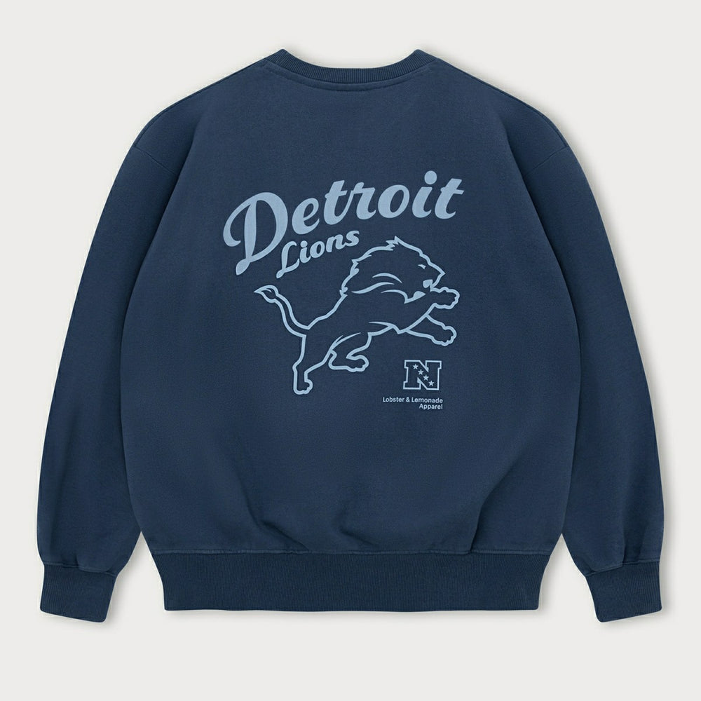 Detroit Lions L&L '96 Classics NFL Crew Sweater Navy - Taass for sale