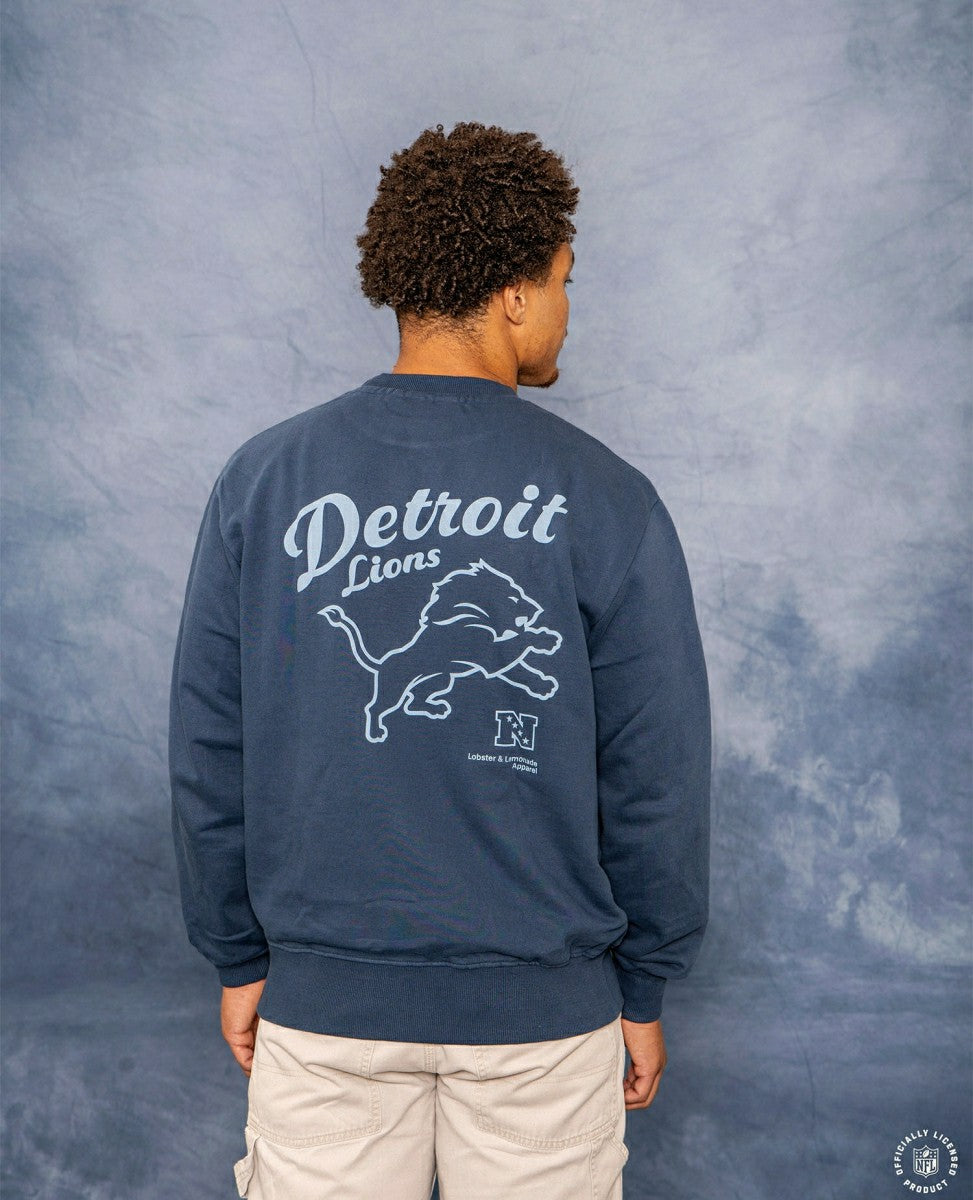 Detroit Lions L&L '96 Classics NFL Crew Sweater Navy - Taass for sale