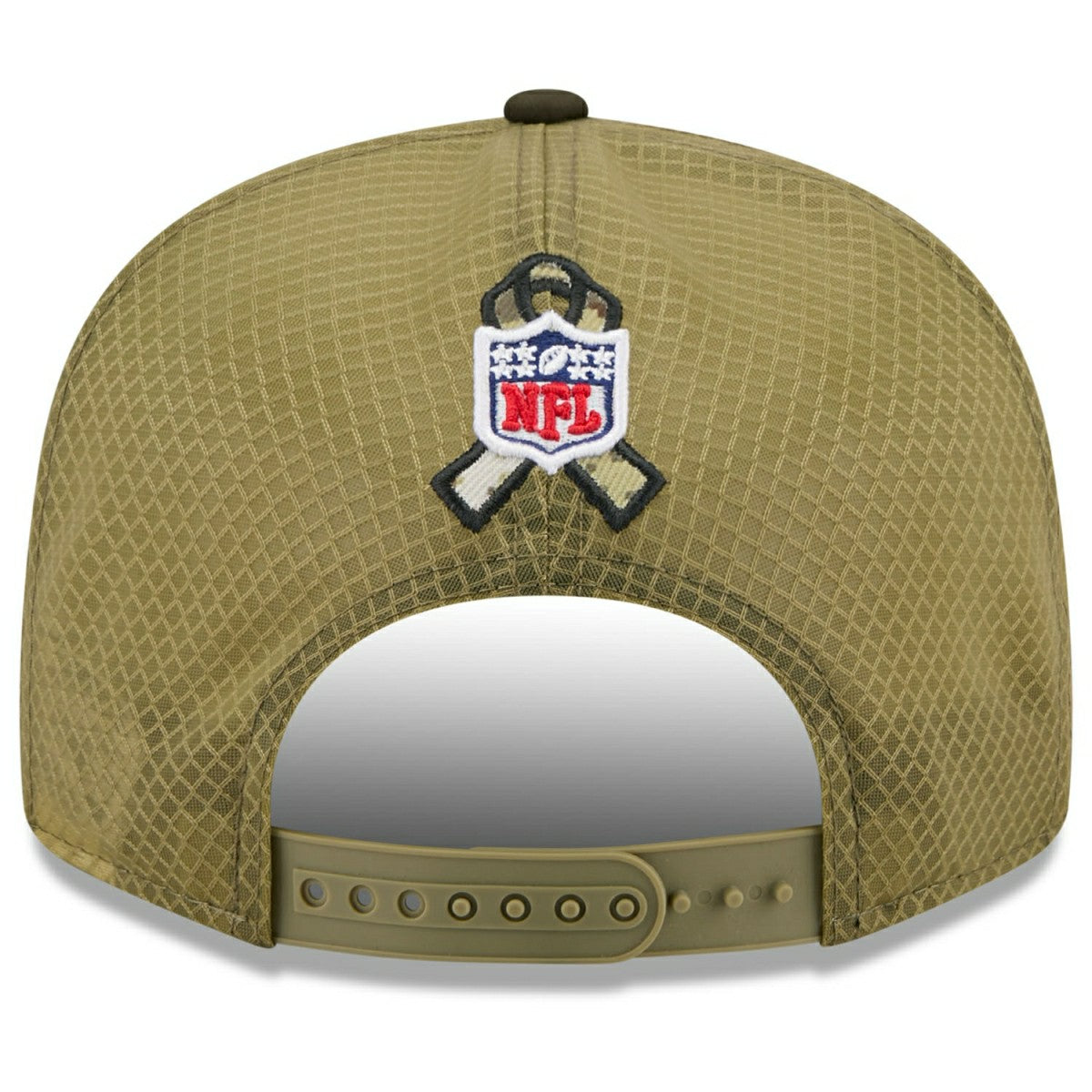 Detroit Lions 2025 NFL Salute to Service 9FIFTY Split Panel Trucker Snapback Cap Olive - Taass US