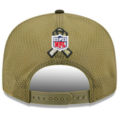 Detroit Lions 2025 NFL Salute to Service 9FIFTY Split Panel Trucker Snapback Cap Olive - Taass US