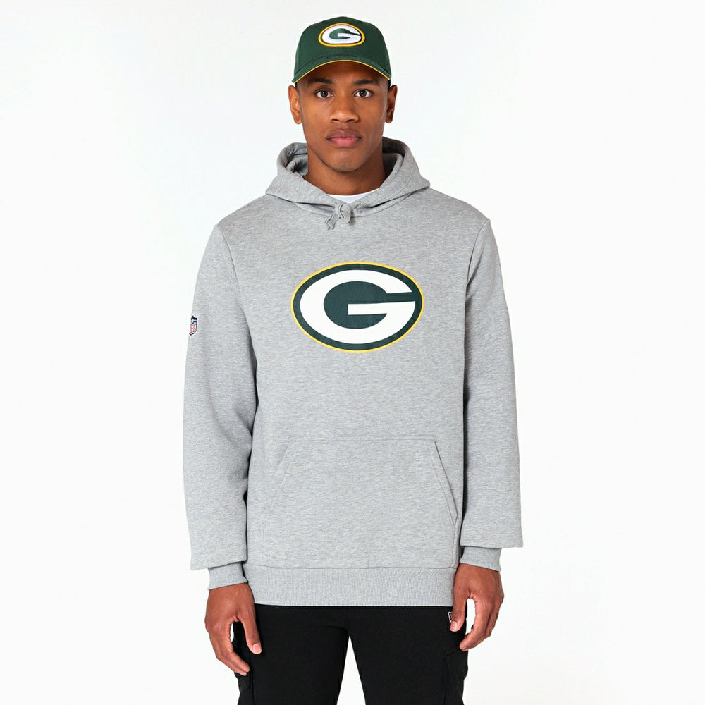 Green Bay Packers Logo Hoodie New Era NFL Sweatshirt Grey - Taass discount