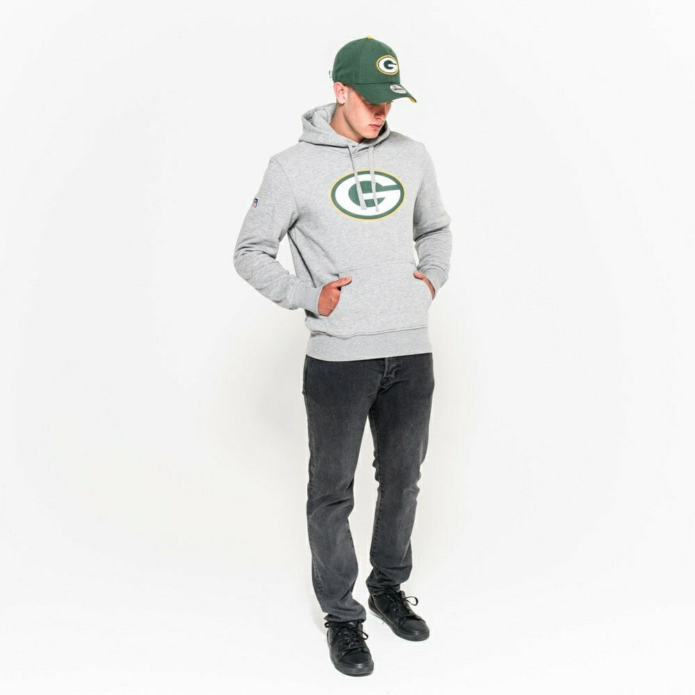 Green Bay Packers Logo Hoodie New Era NFL Sweatshirt Grey - Taass discount