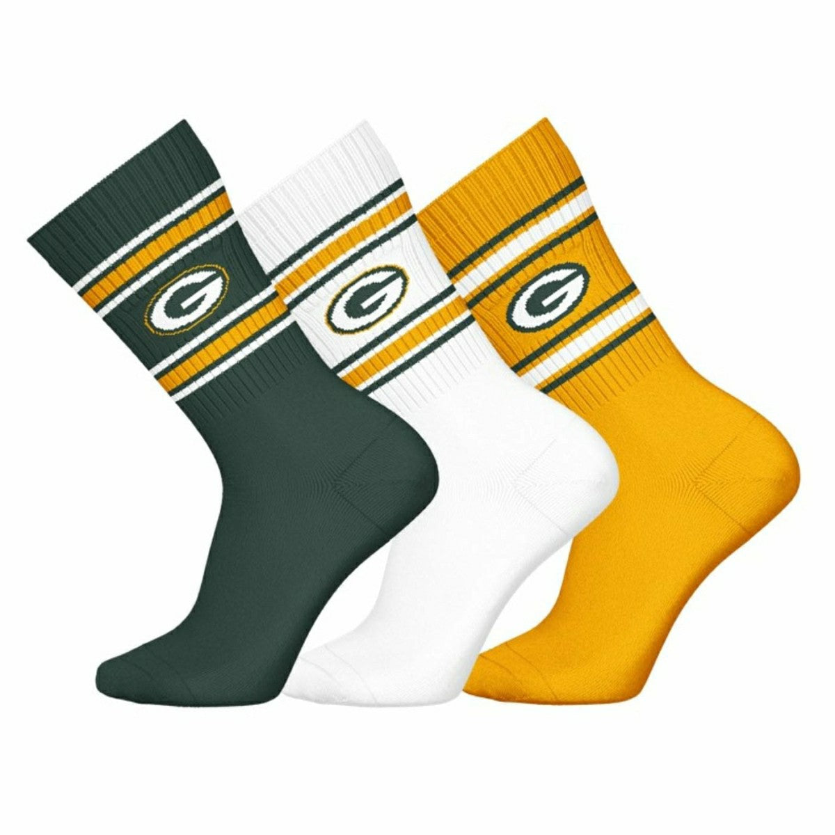 Green Bay Packers Team Set NFL Crew Socks (3-Pack) - Taass for sale