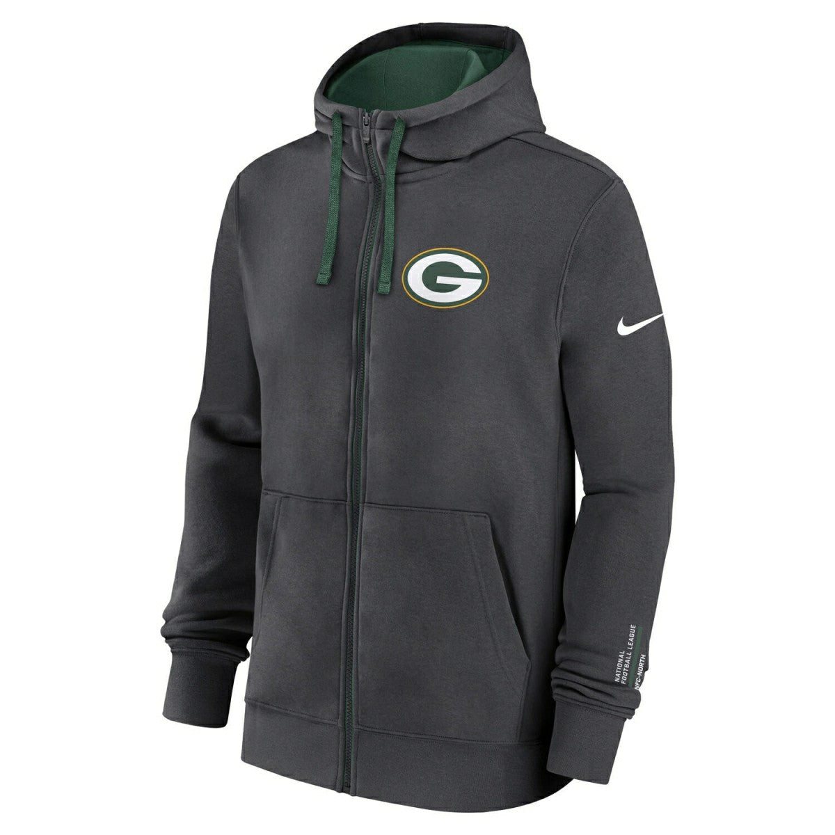 Green Bay Packers Playbook NFL Full-Zip Fleece Hoodie Anthracite - Taass US