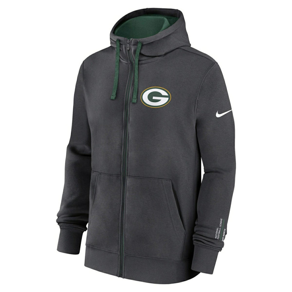 Green Bay Packers Playbook NFL Full-Zip Fleece Hoodie Anthracite - Taass US
