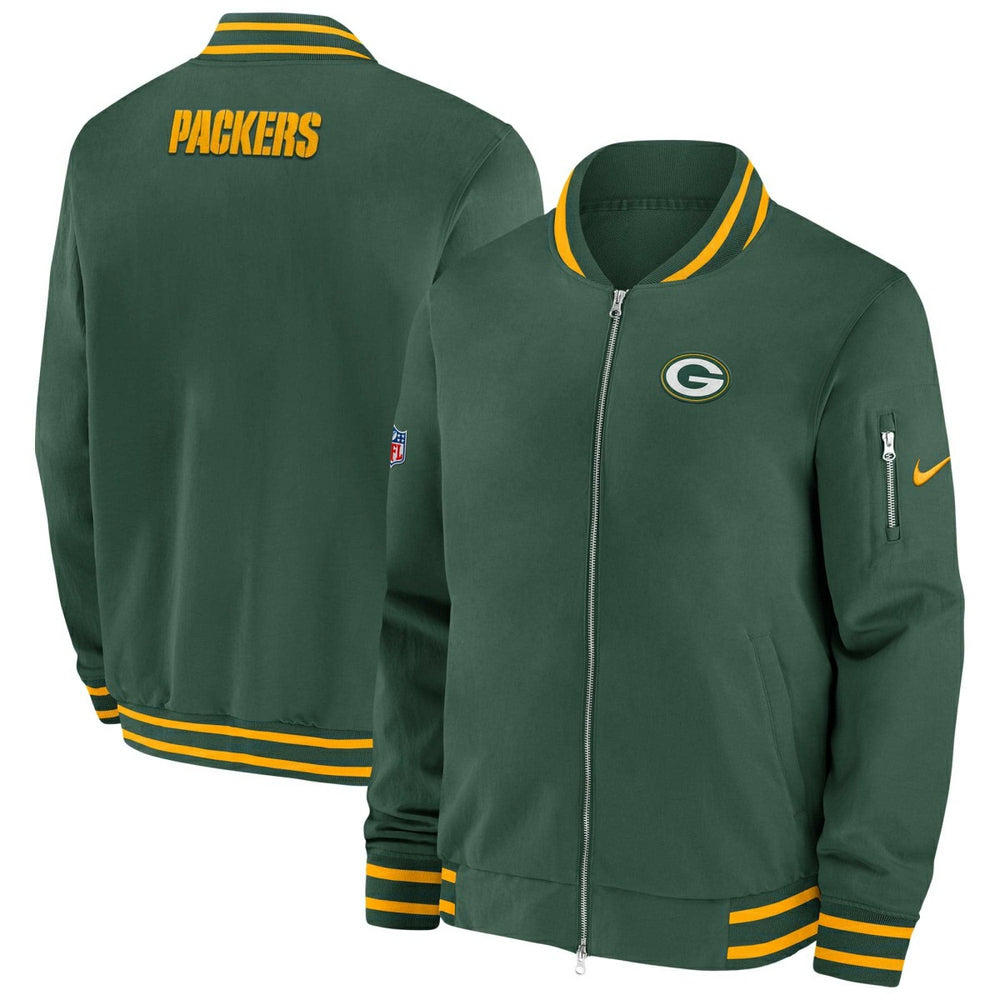 Green Bay Packers NFL Sideline Nike Coach Bomber Jacket - Taass outlet