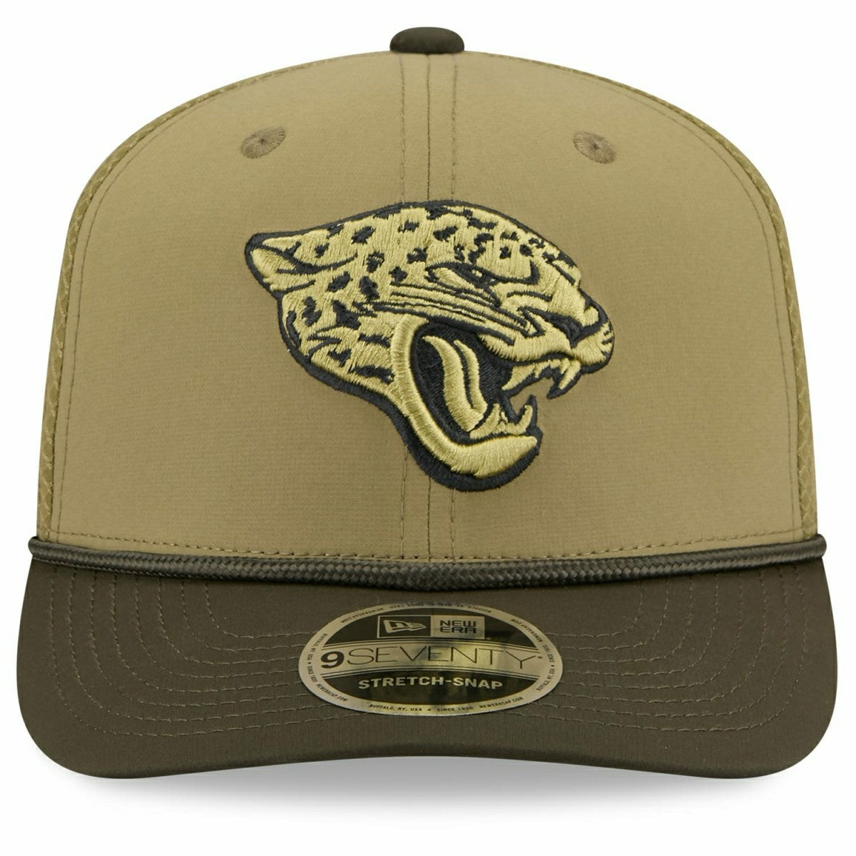 Jacksonville Jaguars 2025 NFL Salute to Service 9SEVENTY Trucker Snapback Cap Olive - Taass US