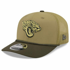 Jacksonville Jaguars 2025 NFL Salute to Service 9SEVENTY Trucker Snapback Cap Olive - Taass US