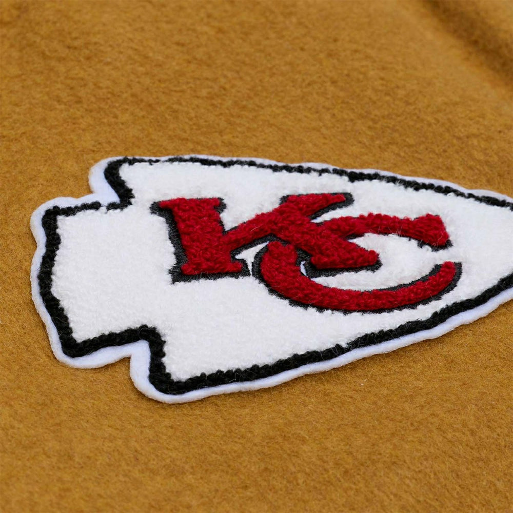 Kansas City Chiefs Dusted Varsity NFL Jacket Brown/Cream - Taass for sale