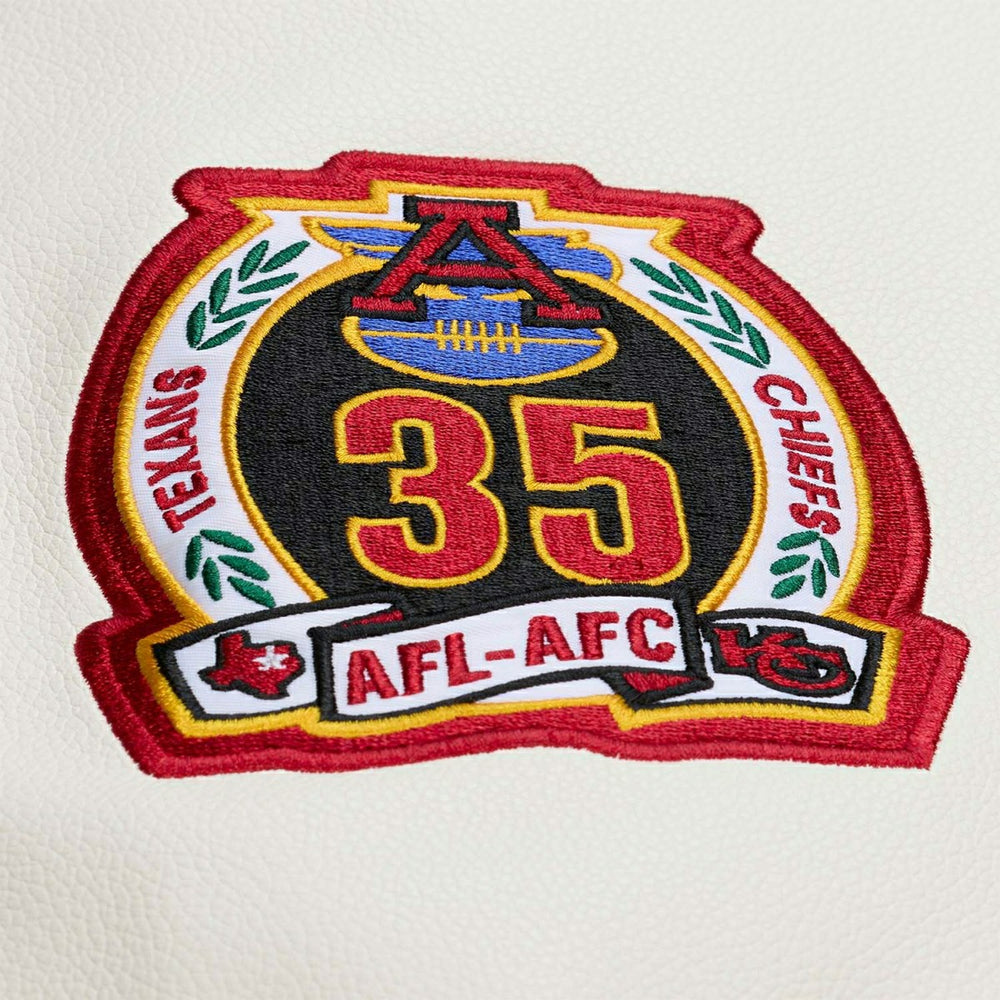 Kansas City Chiefs Dusted Varsity NFL Jacket Brown/Cream - Taass for sale