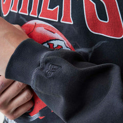 Kansas City Chiefs Washed Oversized NFL Crew Neck Sweater Black - Taass discount