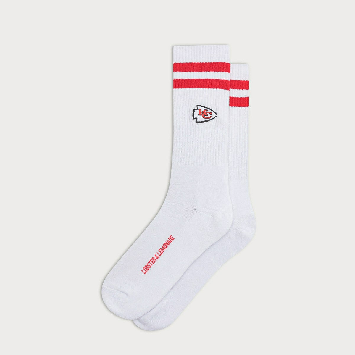 Kansas City Chiefs L&L '90 Classics NFL Crew Socks White - Taass on sale