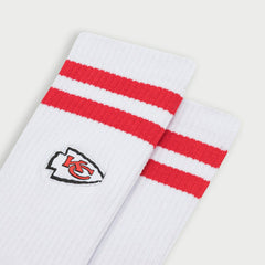 Kansas City Chiefs L&L '90 Classics NFL Crew Socks White - Taass on sale