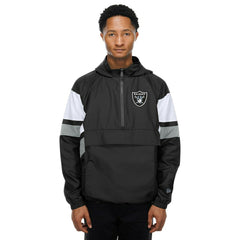 Las Vegas Raiders NFL Quarter Zip Windbreaker Jacket Black - Taass for sale