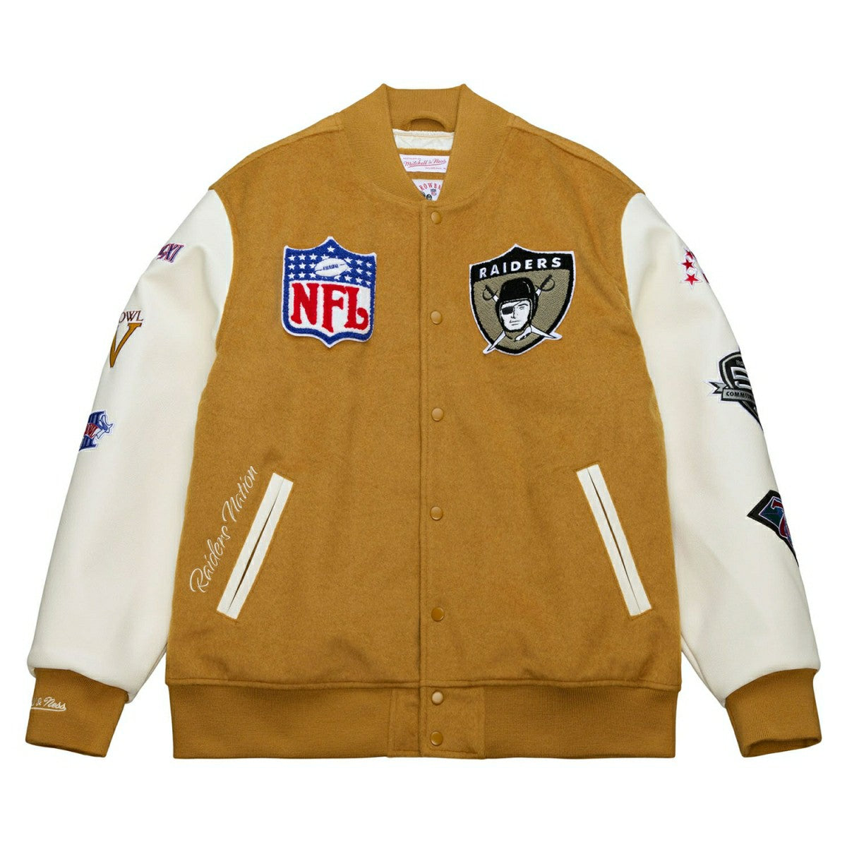 Oakland Raiders Dusted Varsity NFL Jacket Brown/Cream - Taass Online