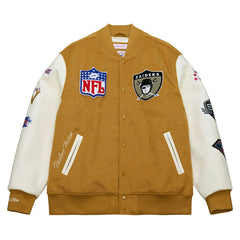 Oakland Raiders Dusted Varsity NFL Jacket Brown/Cream - Taass Online