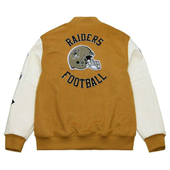 Oakland Raiders Dusted Varsity NFL Jacket Brown/Cream - Taass Online