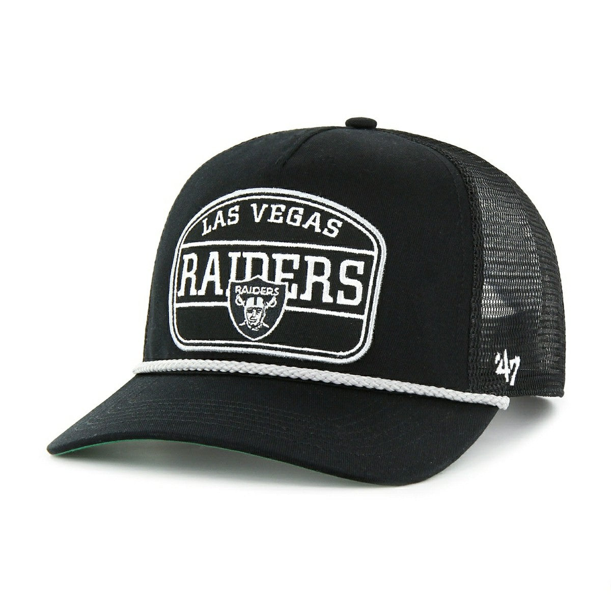 Las Vegas Raiders Hone Rope '47 Hitch RF Snapback Trucker NFL Cap Black - Taass for sale