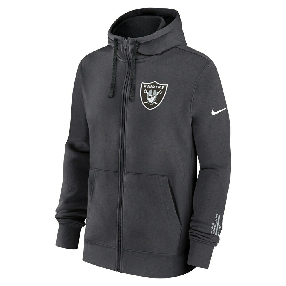 Las Vegas Raiders Playbook NFL Full-Zip Fleece Hoodie Anthracite - Taass Online