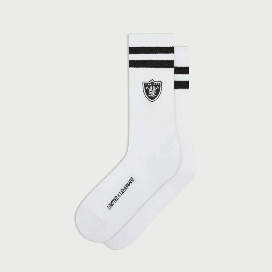 Las Vegas Raiders L&L '90 Classics NFL Crew Socks White - Taass US