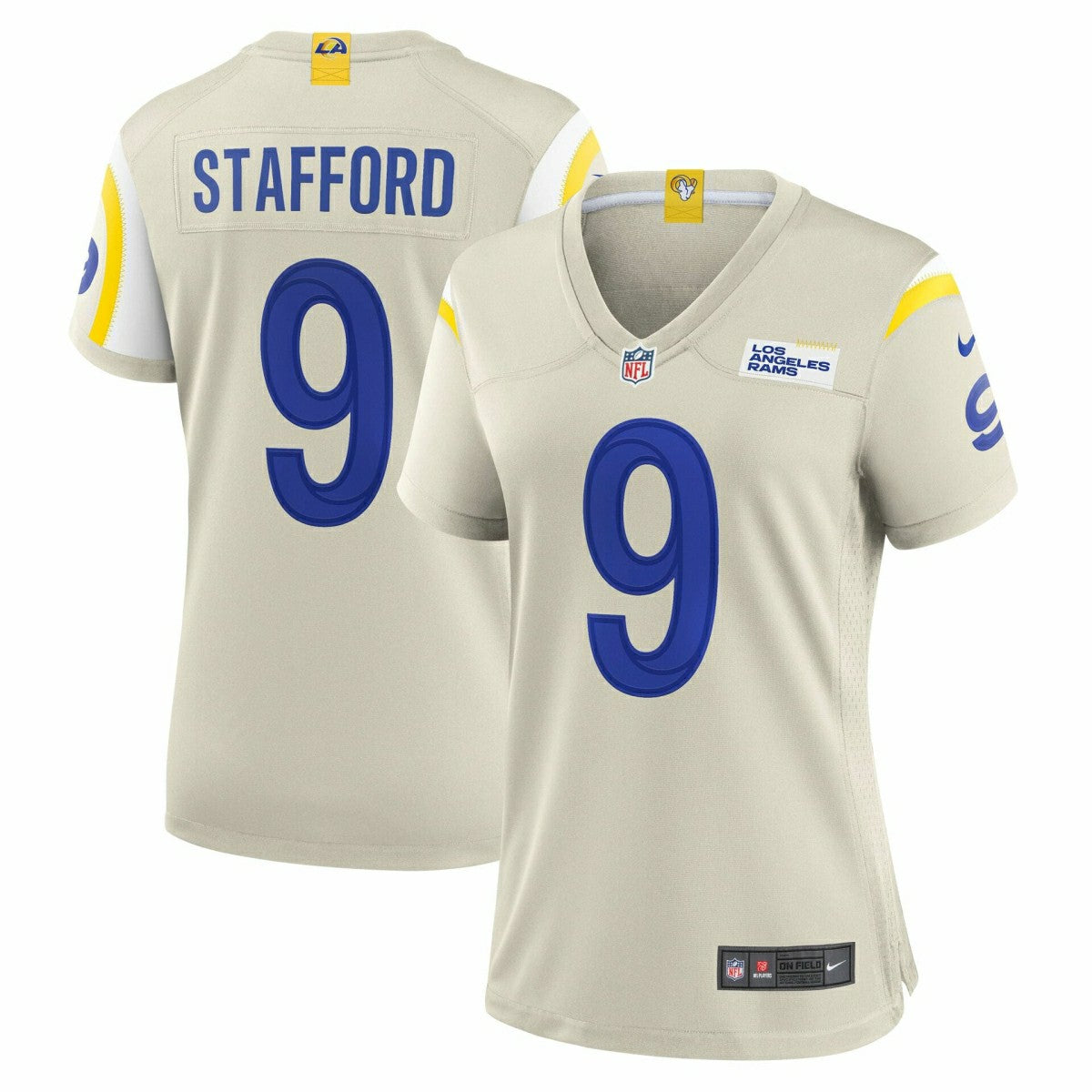 Matthew Stafford #9 Los Angeles Rams Game NFL Jersey Bone (WOMEN'S) - Taass Online