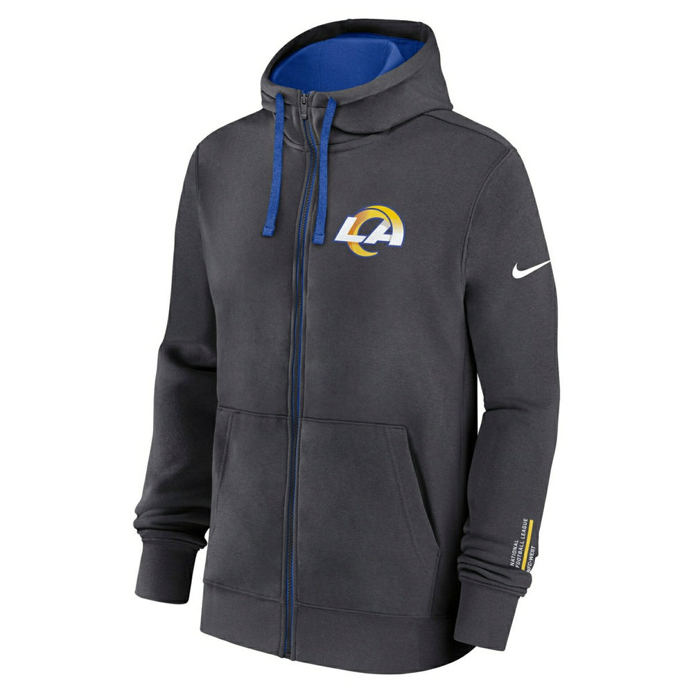 Los Angeles Rams Playbook NFL Full-Zip Fleece Hoodie Anthracite - Taass on sale