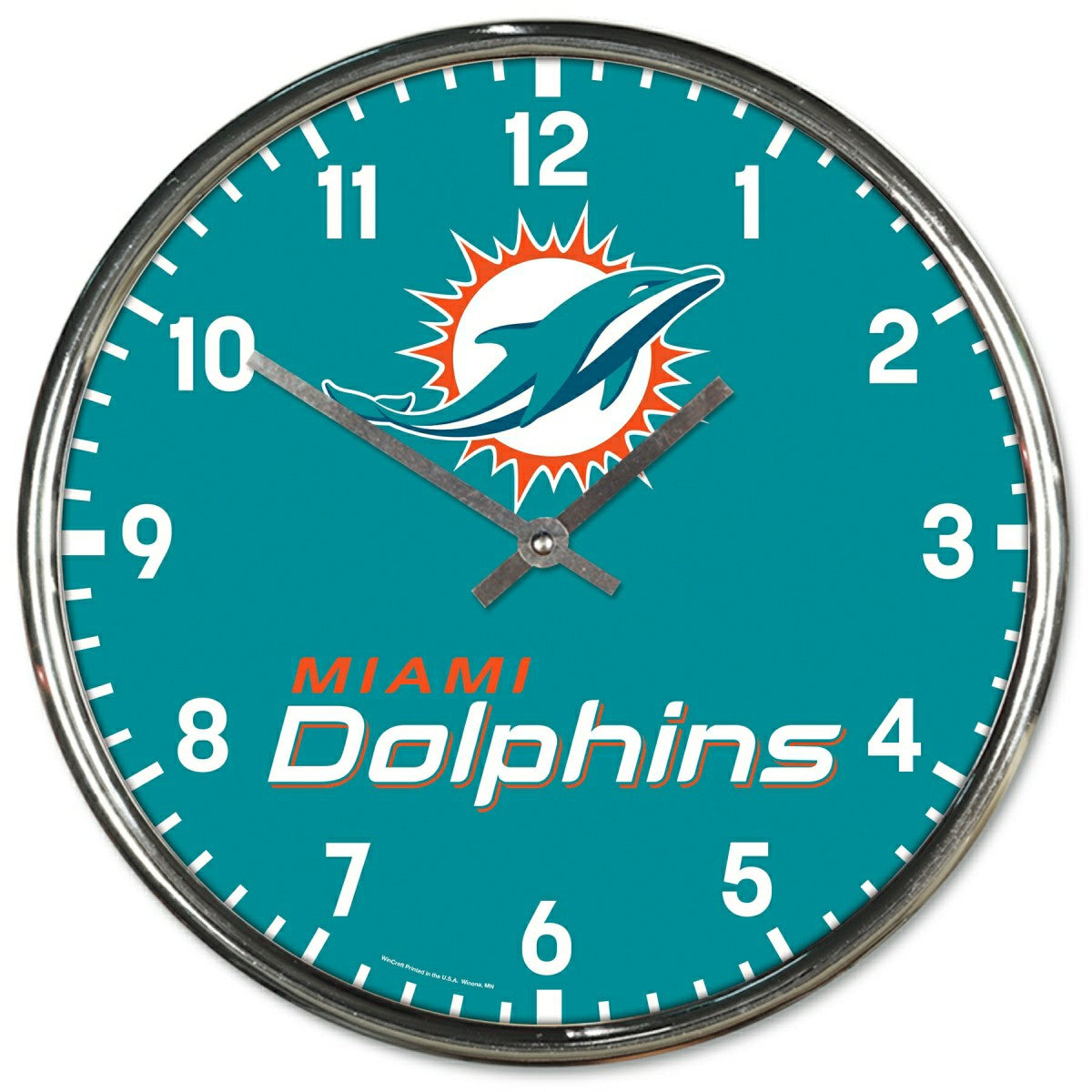 Miami Dolphins Chrome NFL Team Design Wall Clock - Taass on sale