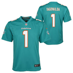 Tua Tagovailoa #1 Miami Dolphins Game NFL Jersey Aqua (YOUTH) - Taass Online