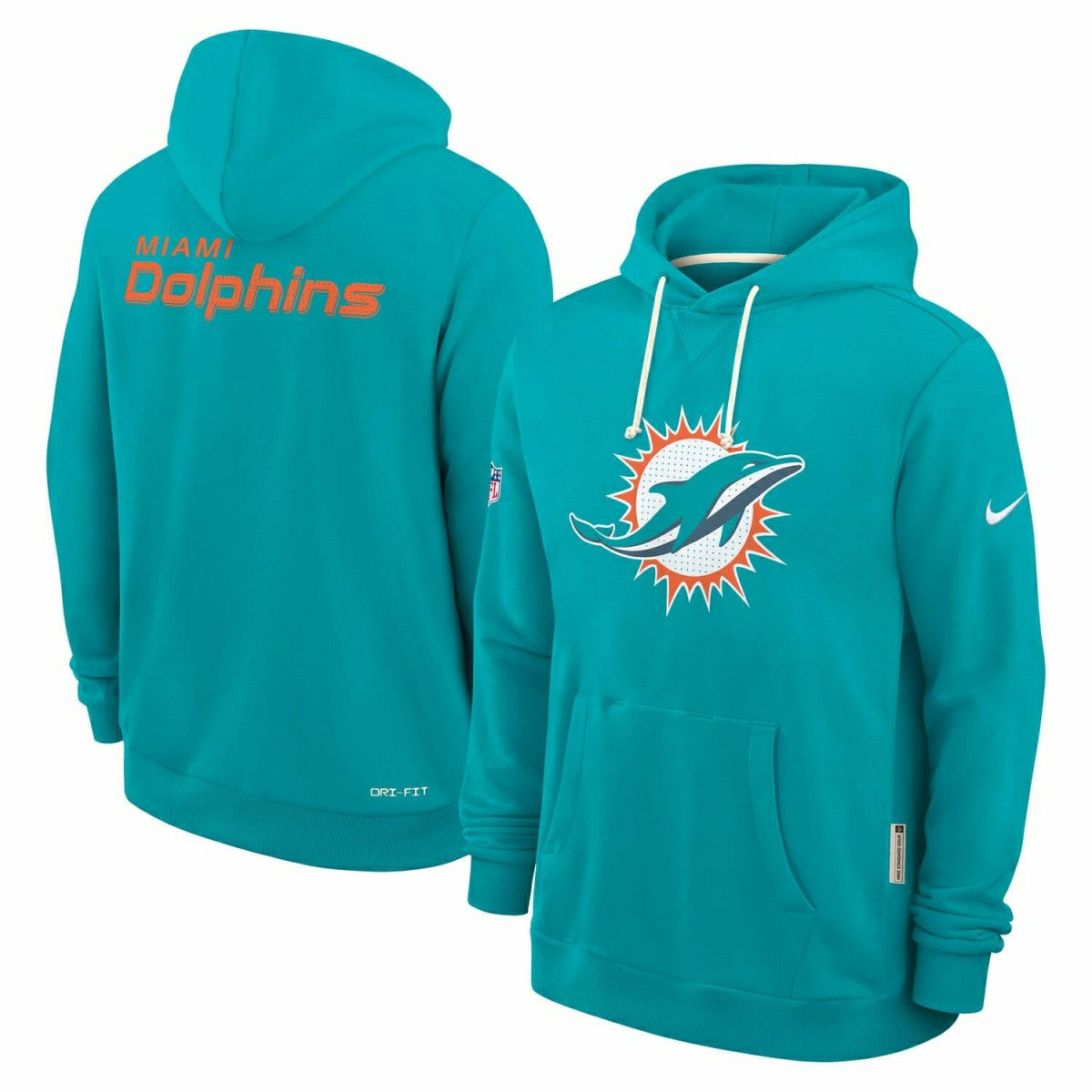 Miami Dolphins 2025 NFL Sideline Standard Issue Hoodie Aqua - Taass Online