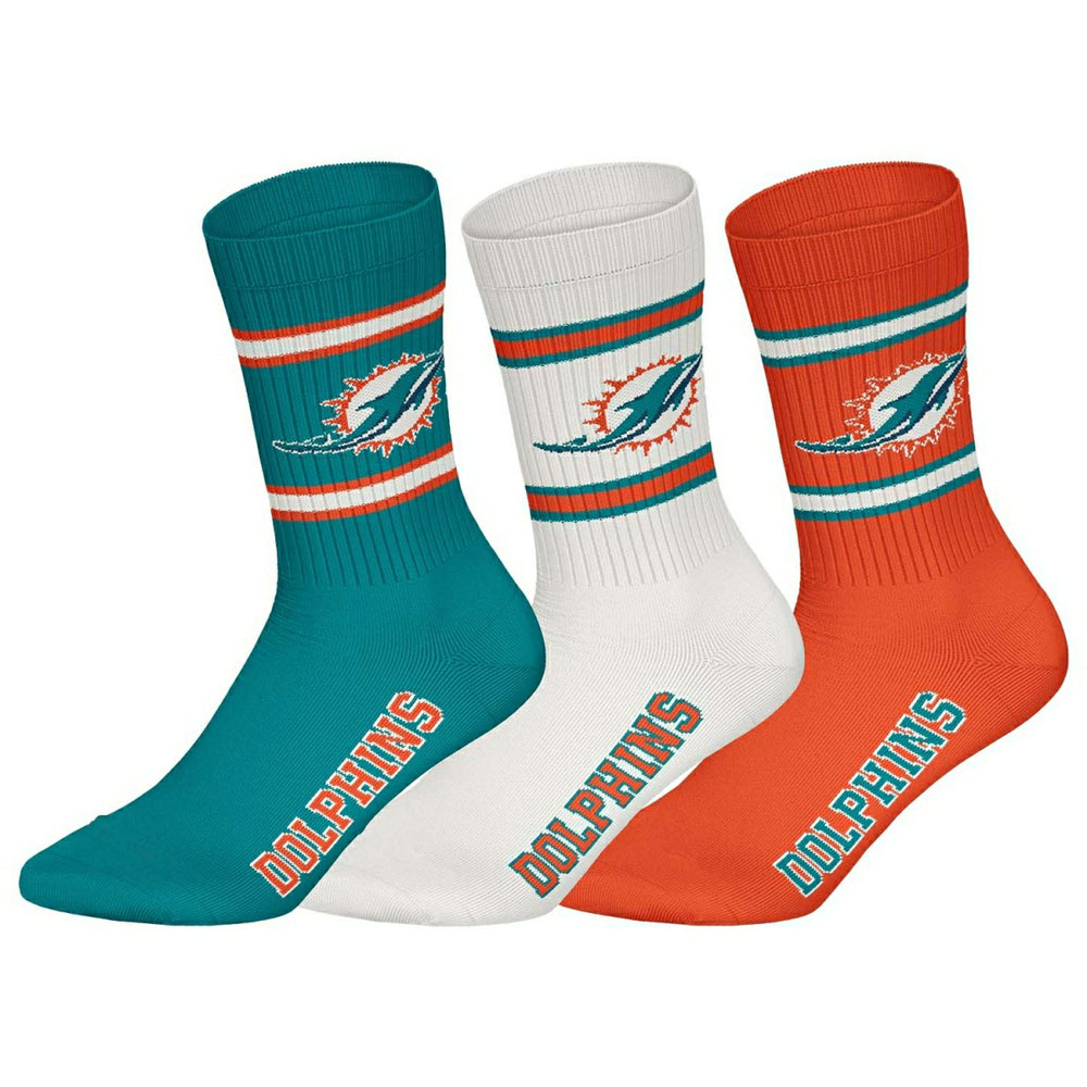 Miami Dolphins Team Set NFL Crew Socks (3-Pack) - Taass US