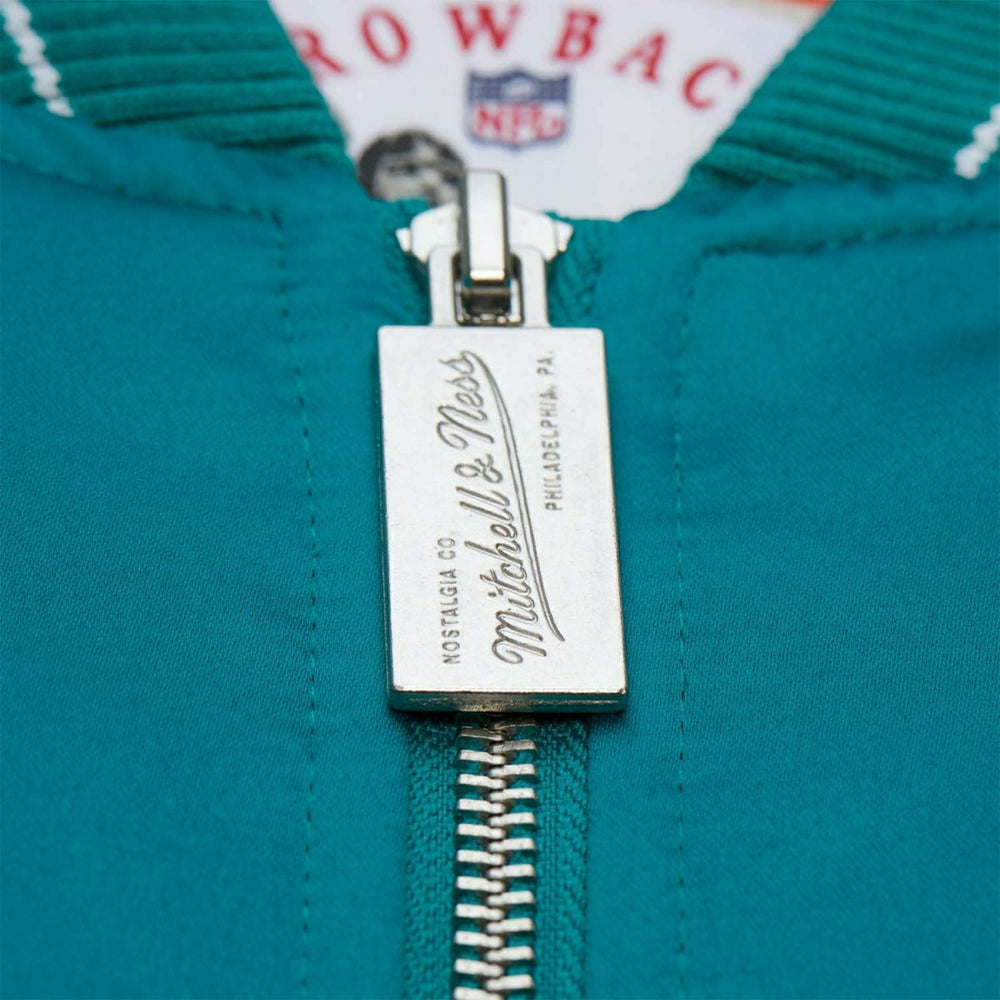 Miami Dolphins Throw it Back Heavyweight Satin NFL Jacket Aqua - Taass for sale