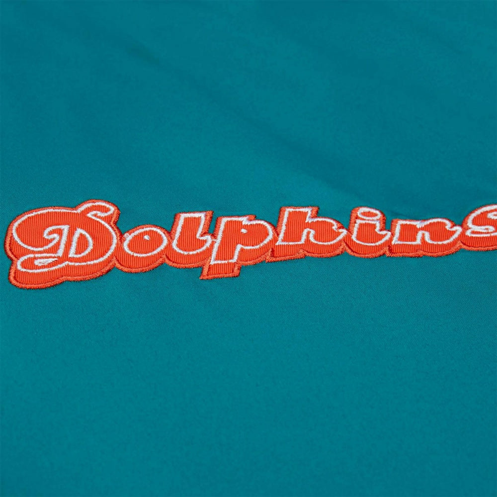 Miami Dolphins Throw it Back Heavyweight Satin NFL Jacket Aqua - Taass for sale