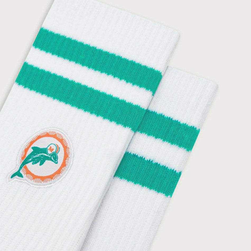 Miami Dolphins L&L '90 Classics NFL Crew Socks White - Taass discount