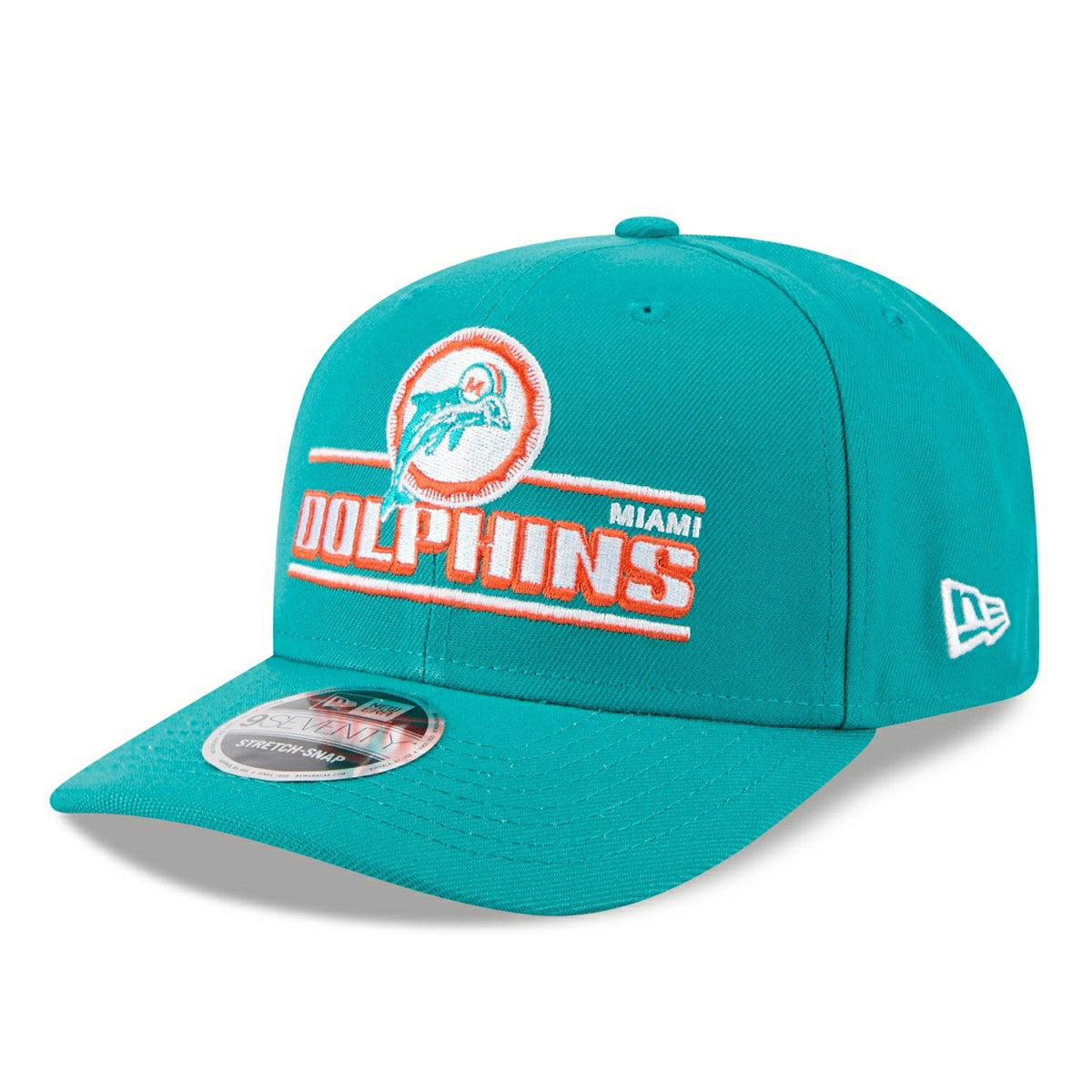 Miami Dolphins Historic Logo NFL Stated 9SEVENTY Stretch-Snap Cap Aqua - Taass US