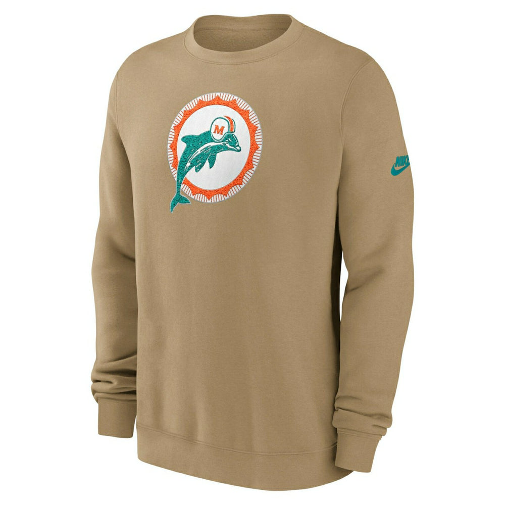 Miami Dolphins Swing Pass NFL Rewind Club Crew Beige - Taass Online