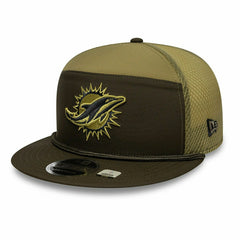 Miami Dolphins 2025 NFL Salute to Service 9FIFTY Split Panel Trucker Snapback Cap Olive - Taass Online