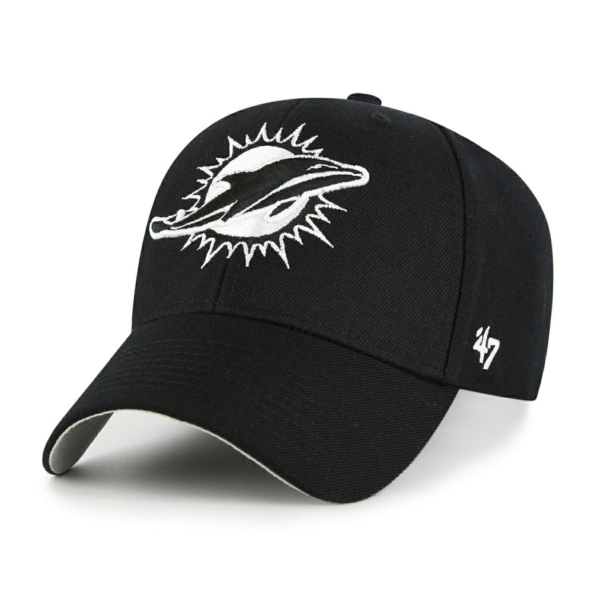 Miami Dolphins Black & White '47 MVP Adjustable NFL Cap Black - Taass on sale