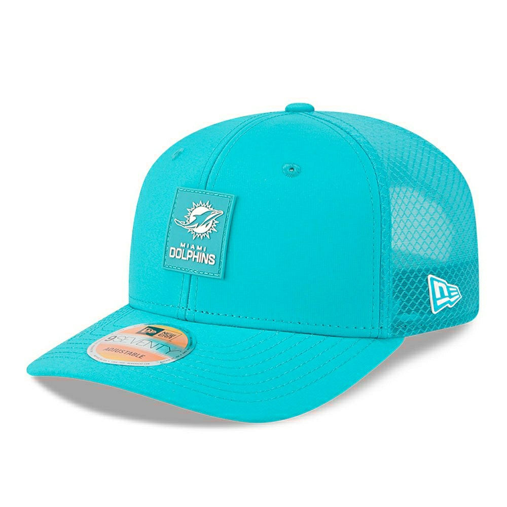 Miami Dolphins 2025 NFL On-Field Sideline 9SEVENTY Trucker Snapback Cap Aqua - Taass Online