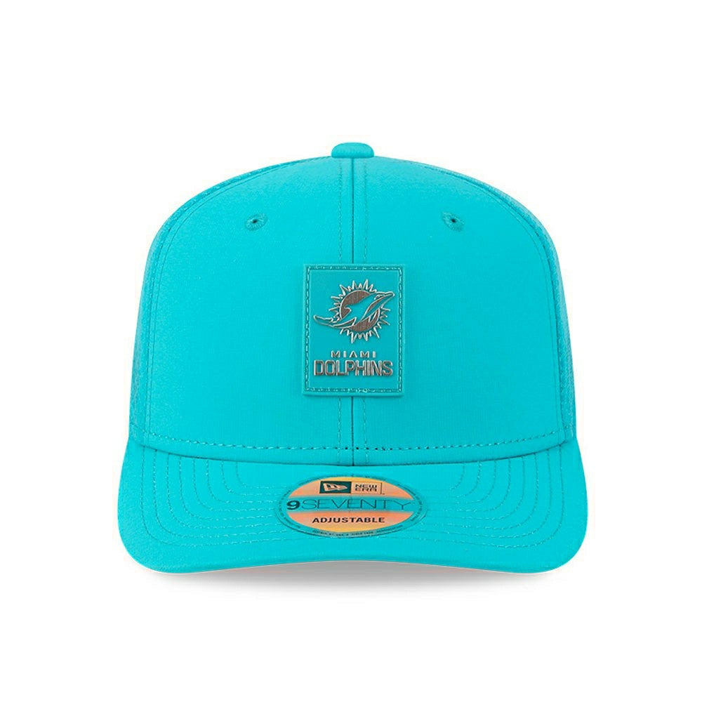 Miami Dolphins 2025 NFL On-Field Sideline 9SEVENTY Trucker Snapback Cap Aqua - Taass Online