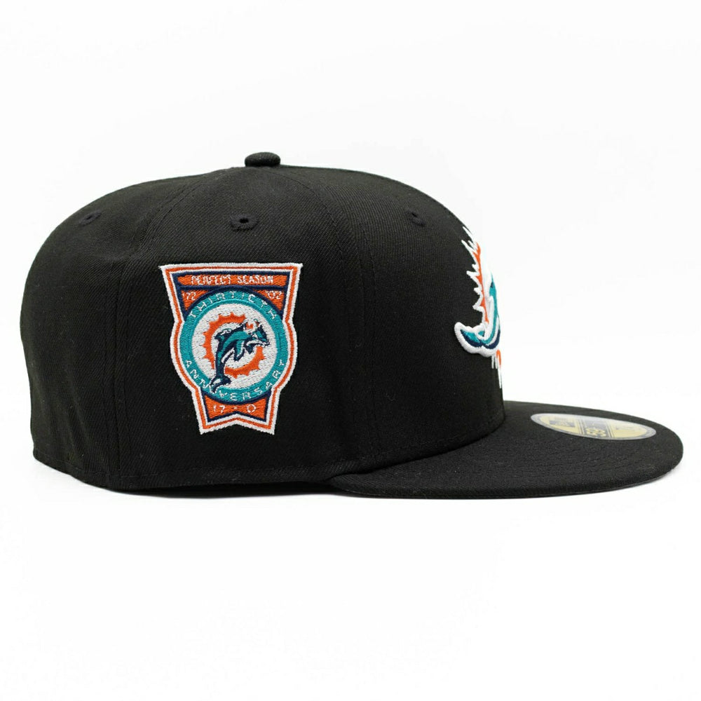 Miami Dolphins Perfect Season Anniversary 59FIFTY Fitted NFL Cap Black - Taass discount
