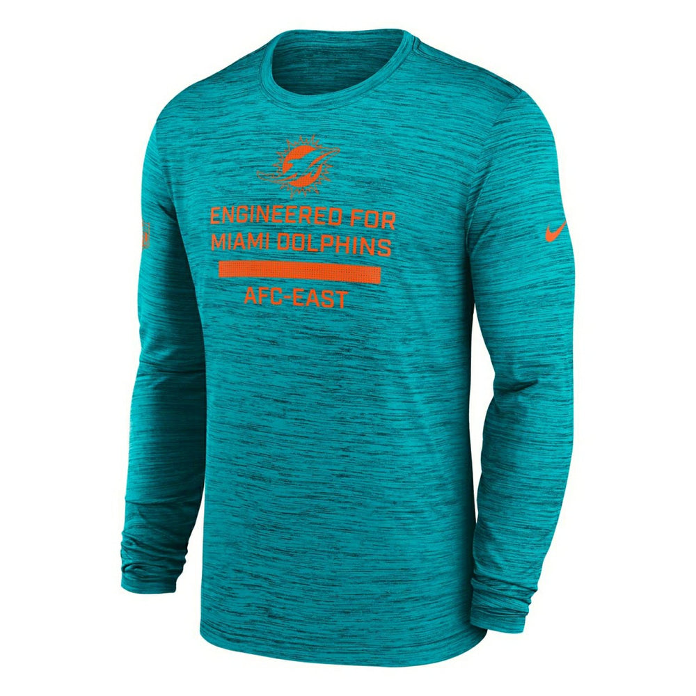 Miami Dolphins 2025 NFL Sideline Nike Velocity Performance Long Sleeve T-Shirt Aqua - Taass Online