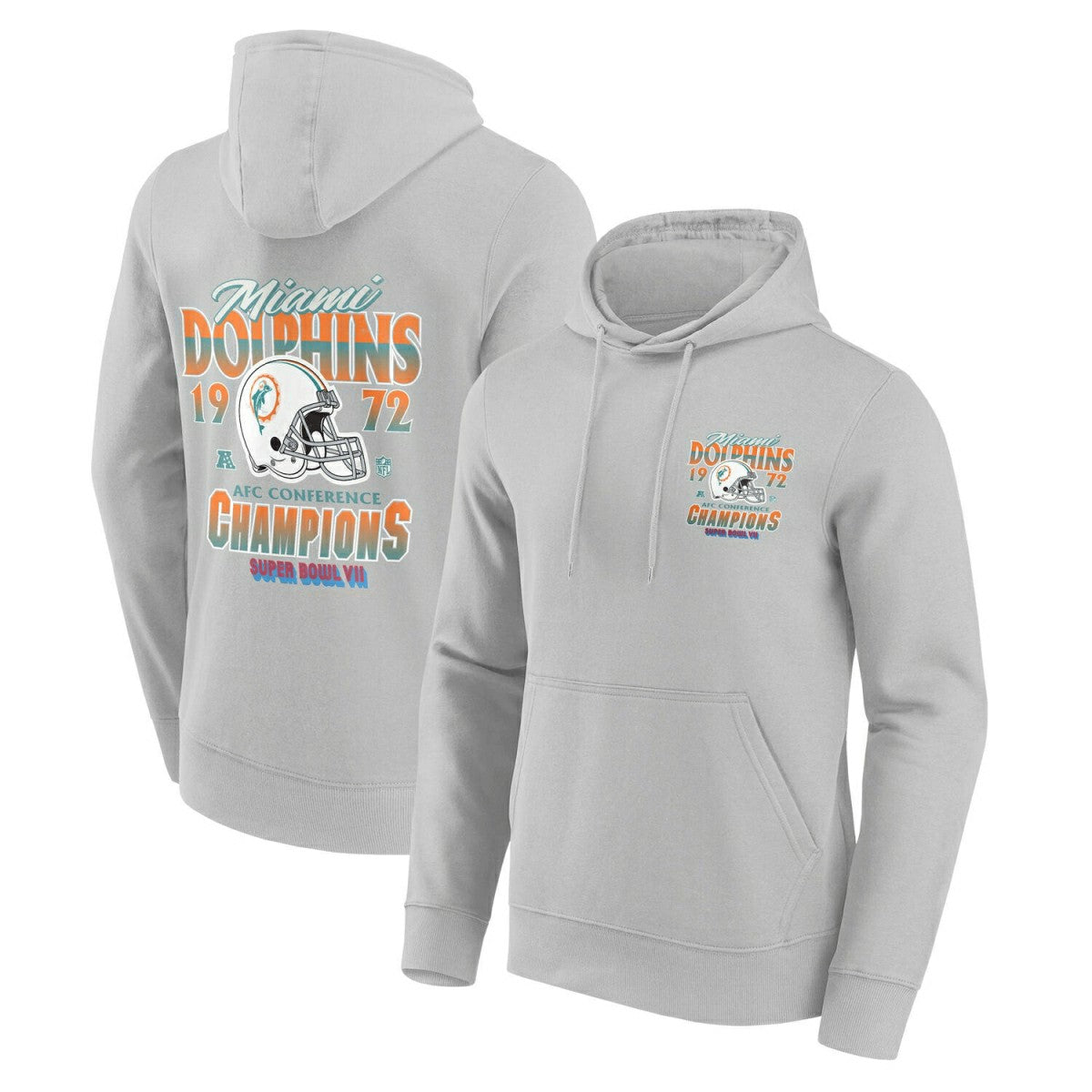 Miami Dolphins 1972 AFC Champions NFL Hoodie Gray - Taass Online