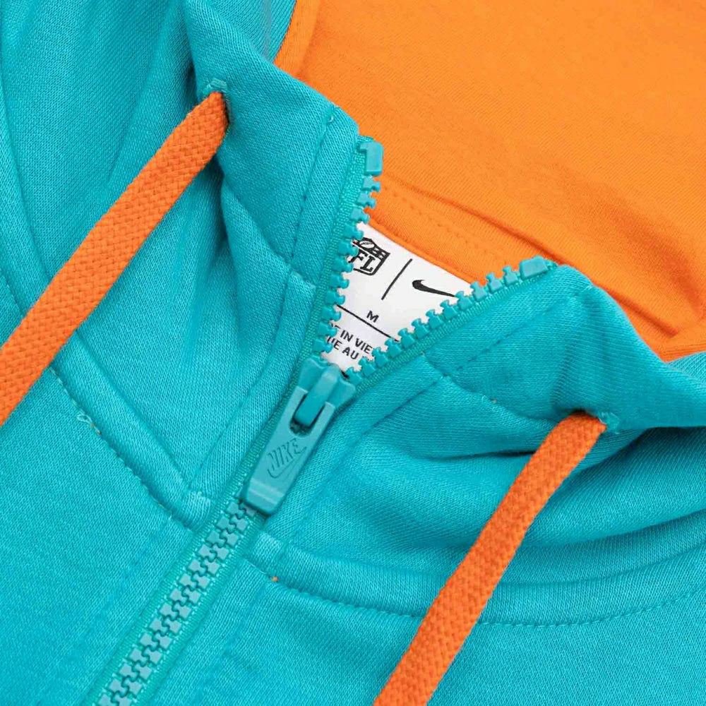 Miami Dolphins Full-Zip Nike Club Fleece Hoodie Aqua - Taass US