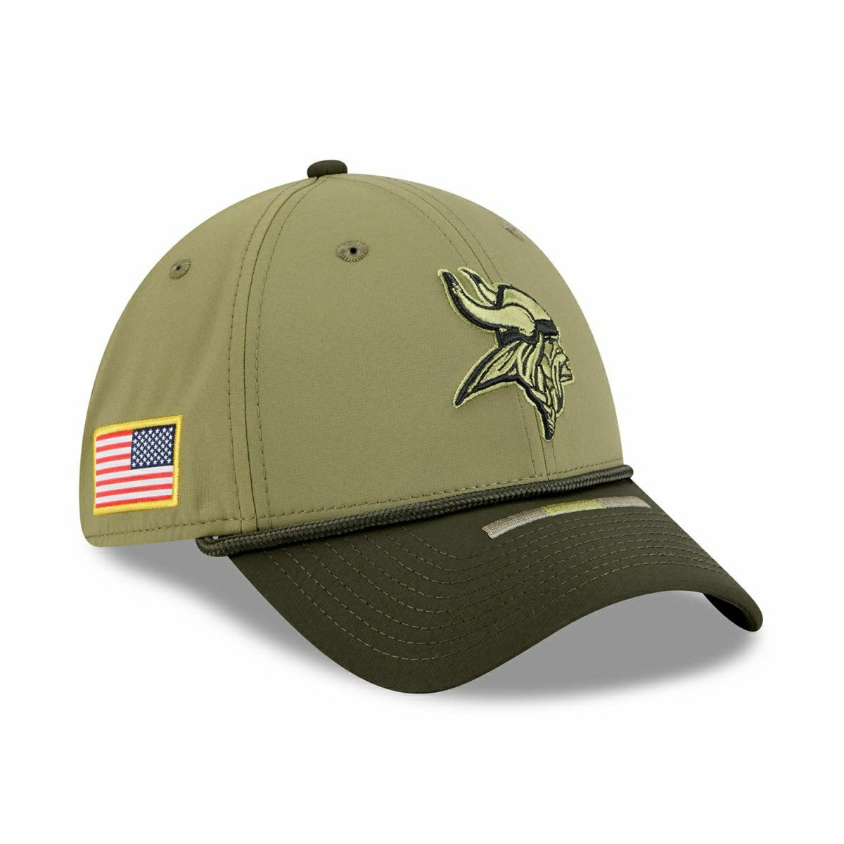 Minnesota Vikings 2025 NFL Salute to Service 39THIRTY Flex Cap Olive - Taass discount