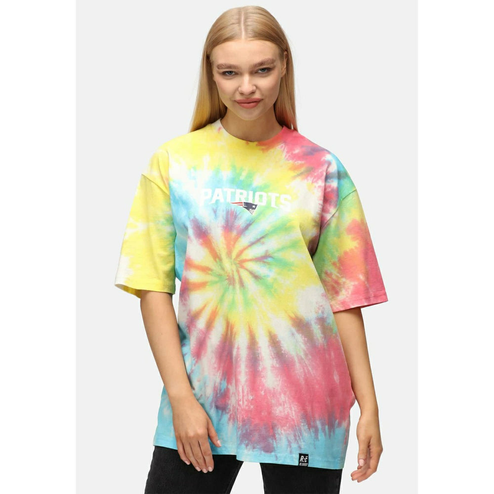New England Patriots Rainbow Tie-Dye Recovered Relaxed NFL T-Shirt - Taass discount