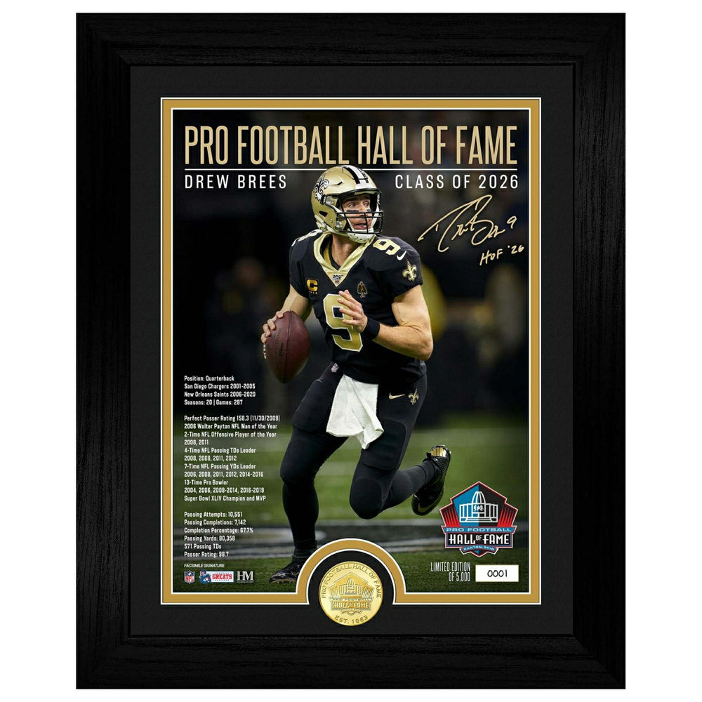 Drew Brees New Orleans Saints Hall of Fame Bronze Coin Framed NFL Photo - Taass sale