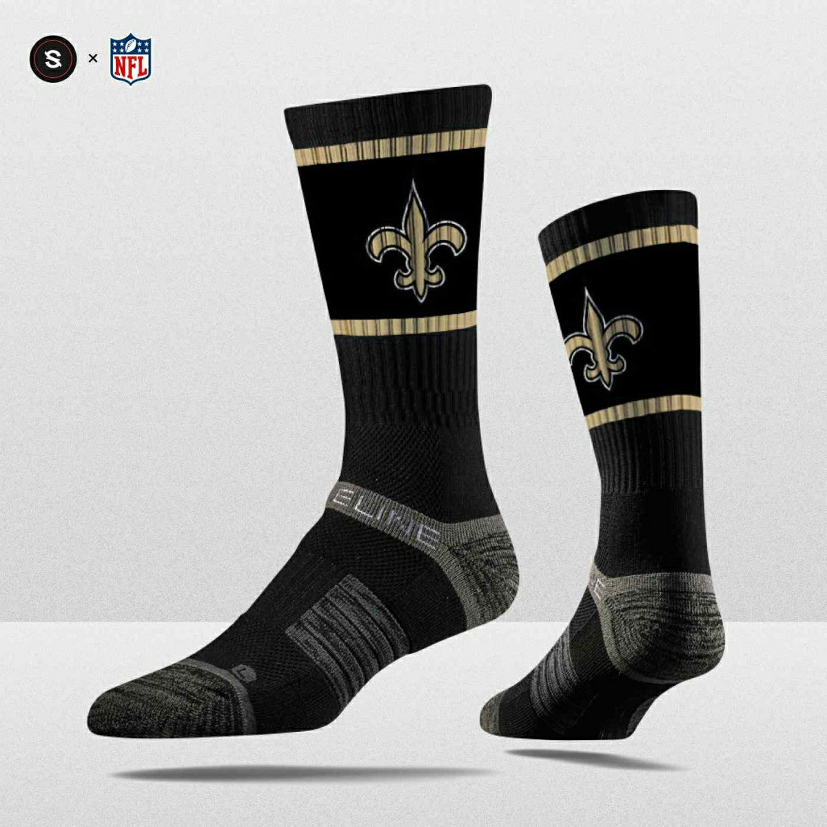 New Orleans Saints Strideline Premium NFL Crew Socks - Taass for sale