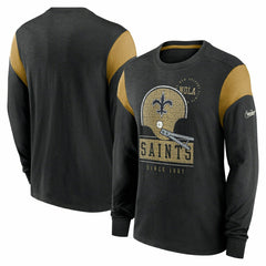 New Orleans Saints NFL Historic Nike Slub Long Sleeve Shirt Black - Taass US