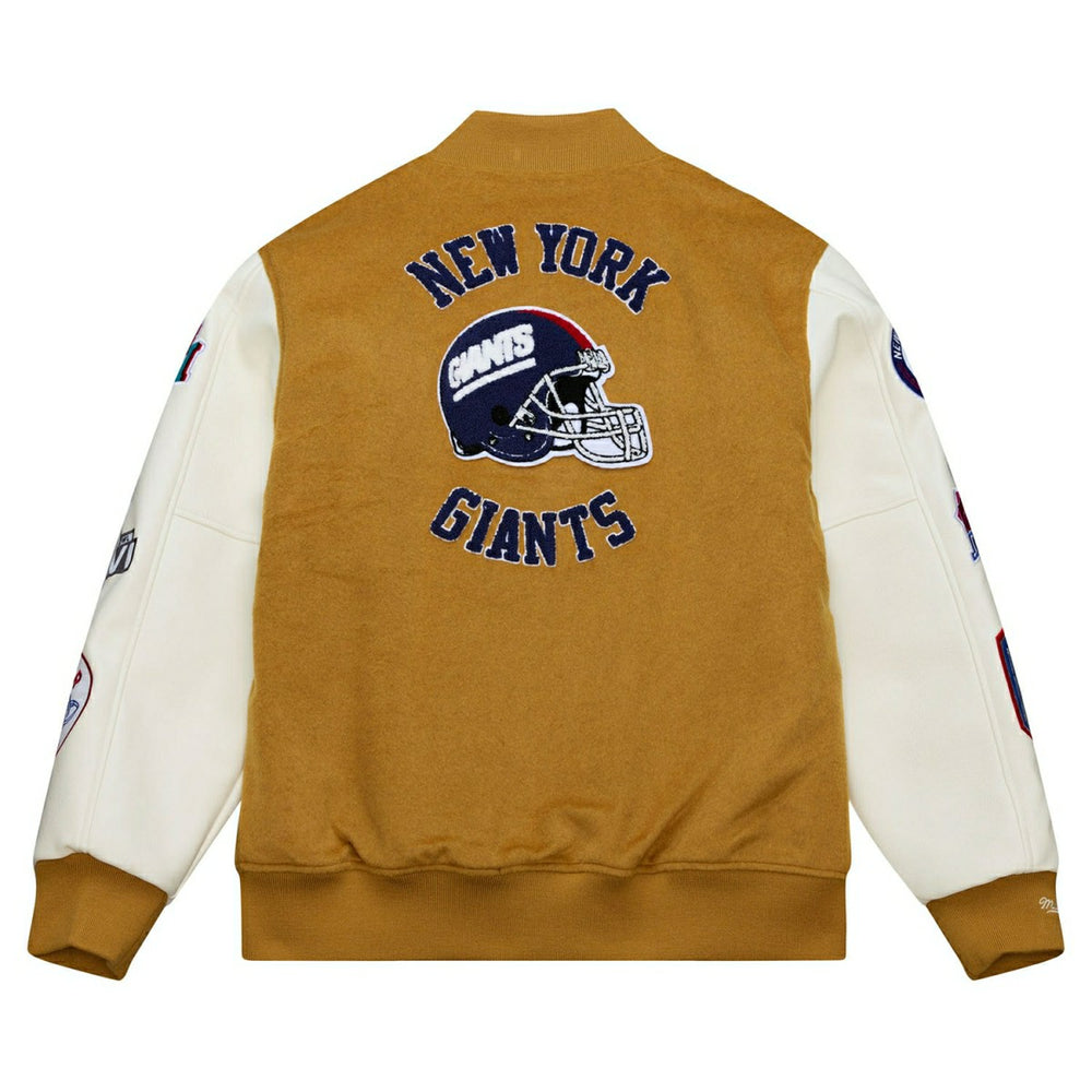 New York Giants Dusted Varsity NFL Jacket Brown/Cream - Taass sale