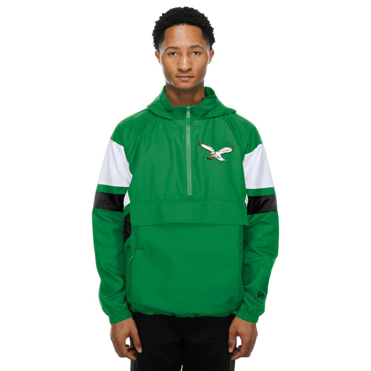Philadelphia Eagles NFL Quarter Zip Windbreaker Jacket Green - Taass Online